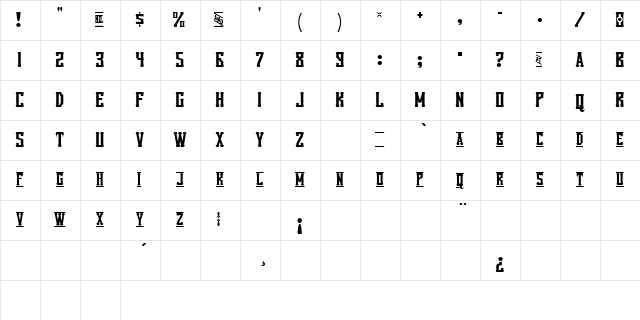 Vanilla Whale Regular  glyph index