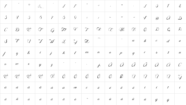 Ophάia Script Light Light Italic  glyph index