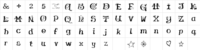 Virgin Regular  glyph index