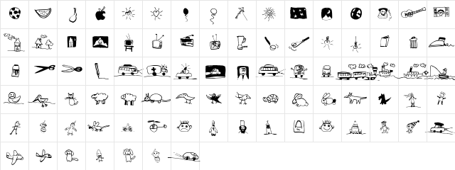 PF Kidstuff Regular  glyph index