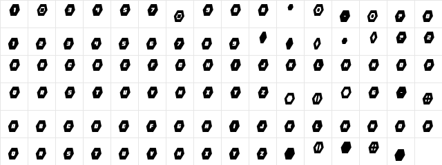 HeXkEy Solid Condensed Italic Regular  glyph index