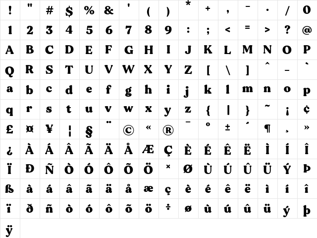 MADE Gentle Regular  glyph index