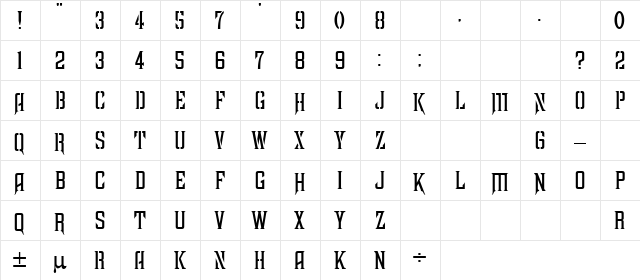 Farquharson Regular  glyph index
