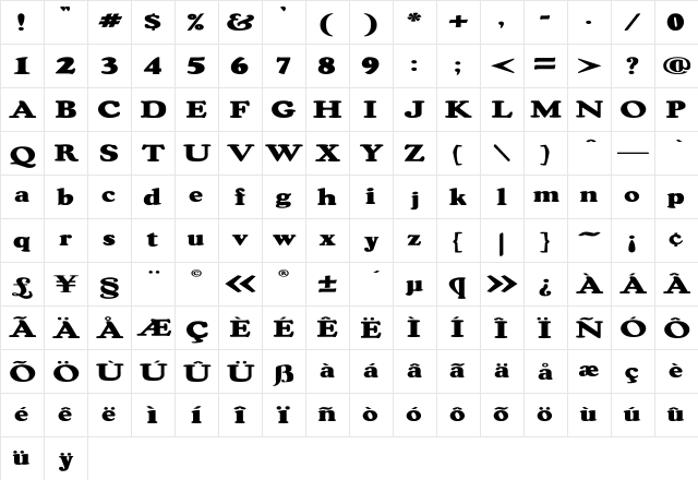 RSOswaldGrey Ex Regular  glyph index