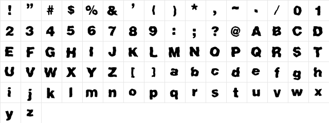 Hatchett Regular  glyph index