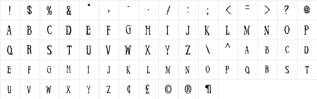 Demon Knight  glyph index