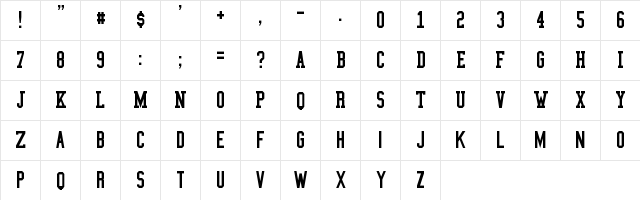New Regular  glyph index