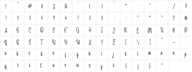 Stargation DEMO Regular  glyph index
