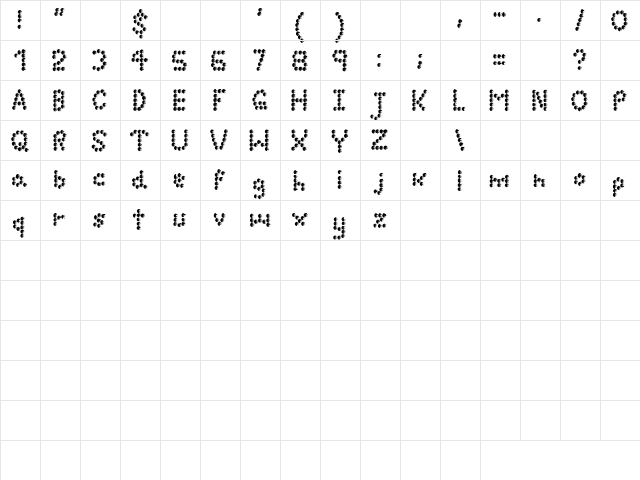 sunnyday Regular  glyph index