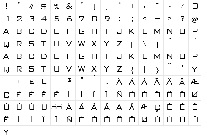 B652-Sans Regular  glyph index