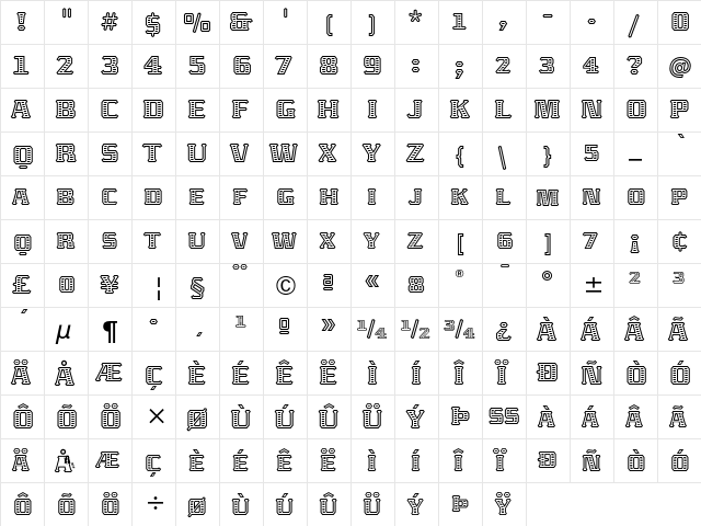 Abaton ITC Regular  glyph index