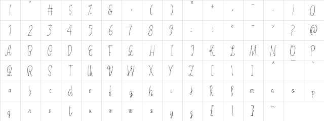 Erica Regular  glyph index