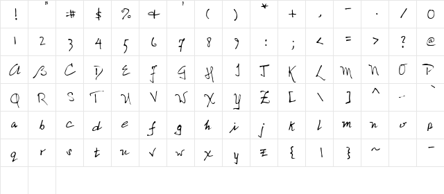 Nicolas Regular  glyph index