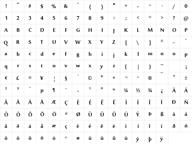 Sakkal Majalla Bold  glyph index