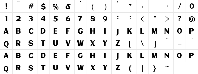 Matrole Regular  glyph index