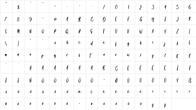 Sexy Queen Regular  glyph index