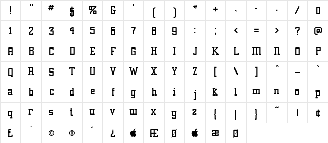 Alexandria-Medi Regular  glyph index