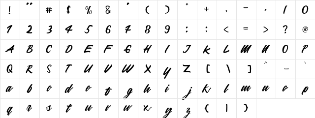 Mattilda Regular  glyph index