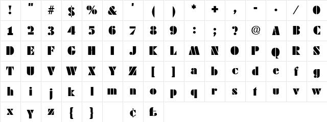 Cado Display SSi Regular  glyph index