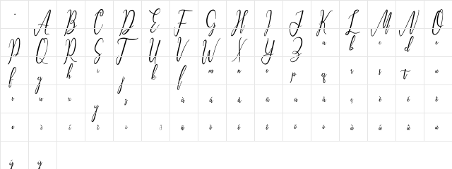 Mugelova Regular  glyph index