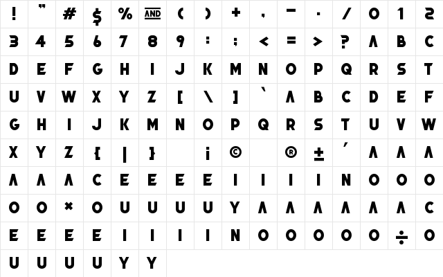 Arrakis Regular  glyph index