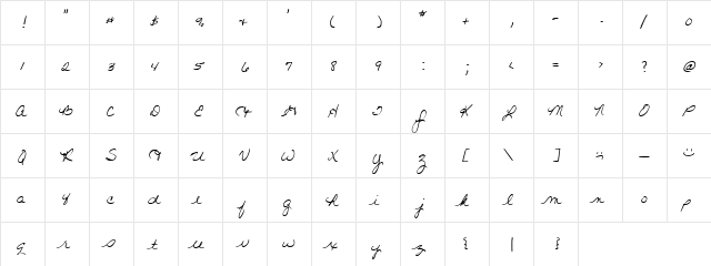 LD Script 1 Regular  glyph index