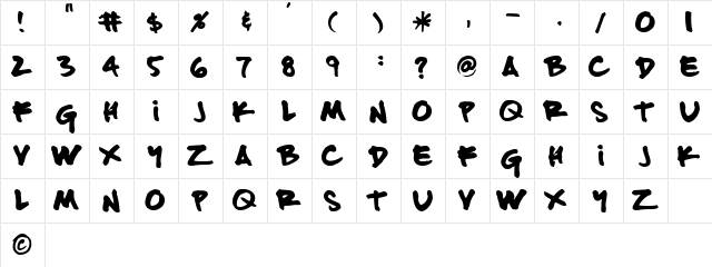 FATTIP Regular  glyph index
