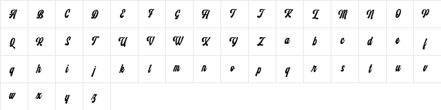 Monthelo Regular  glyph index