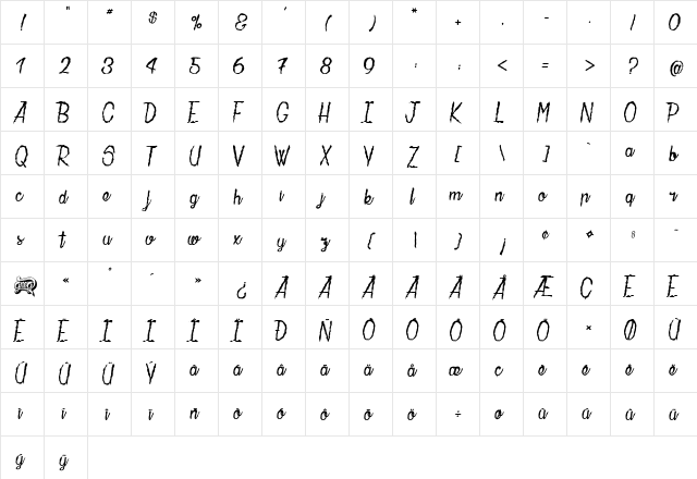 La Maison de Papier Regular  glyph index