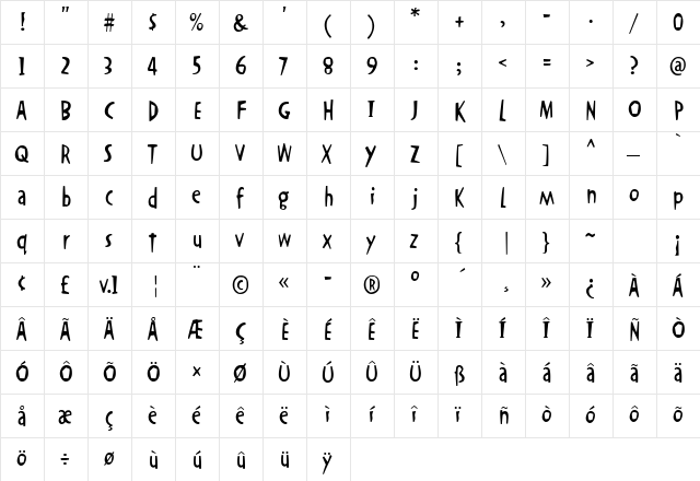 OkrienHmk Regular  glyph index