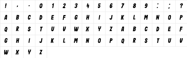 Impressum Italic  glyph index