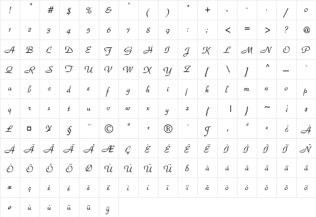 Valhalla-Normal Regular  glyph index