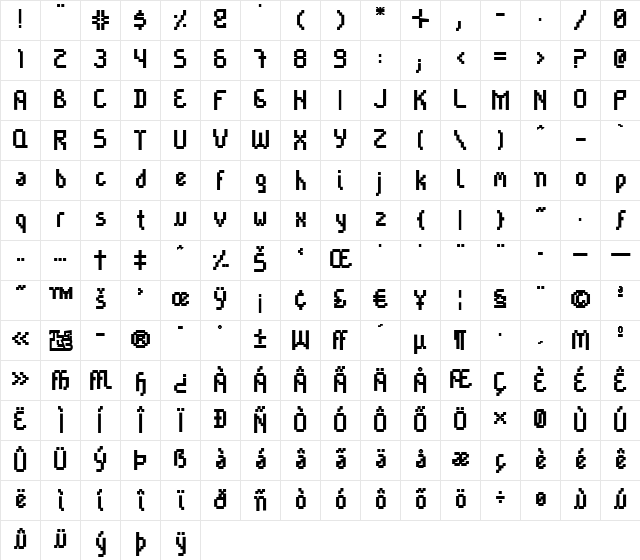 Cayetano Bold  glyph index