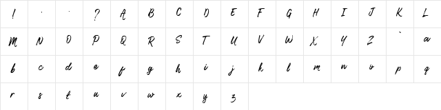 Lismonia Brush Font Demo Regular  glyph index