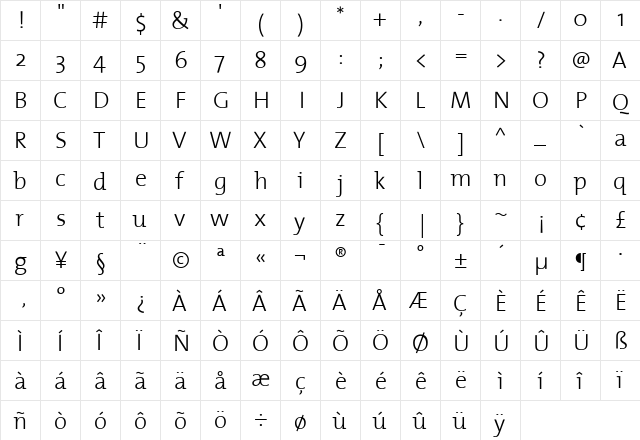 The Mix Light- Regular  glyph index