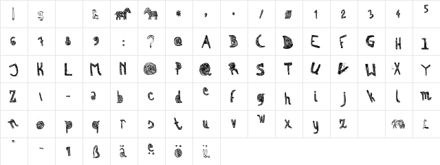 Zebra irregular  glyph index