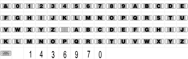StagTickets Regular  glyph index