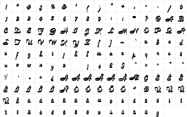 ParkAveDSh1 Regular  glyph index