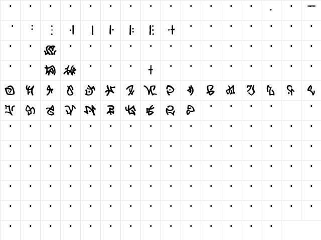 Atlantean Regular  glyph index