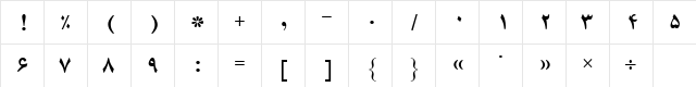 B Compset Bold  glyph index