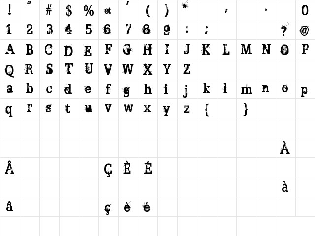 BROKEN GHOST Regular  glyph index