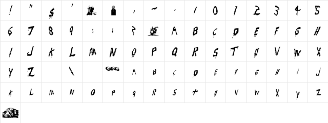 Bloodsuckers Regular  glyph index