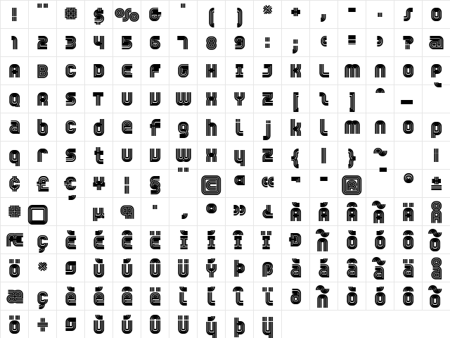 Trisect ExtraBold  glyph index