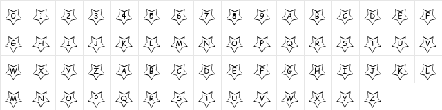 pf_five pointed star Regular  glyph index