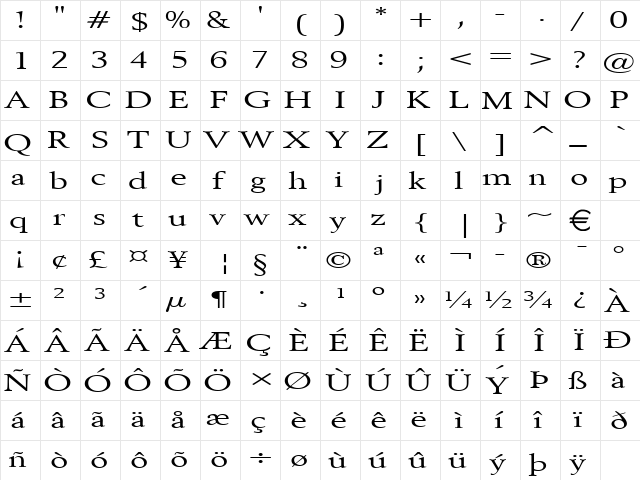 Revive8Extended Normal  glyph index