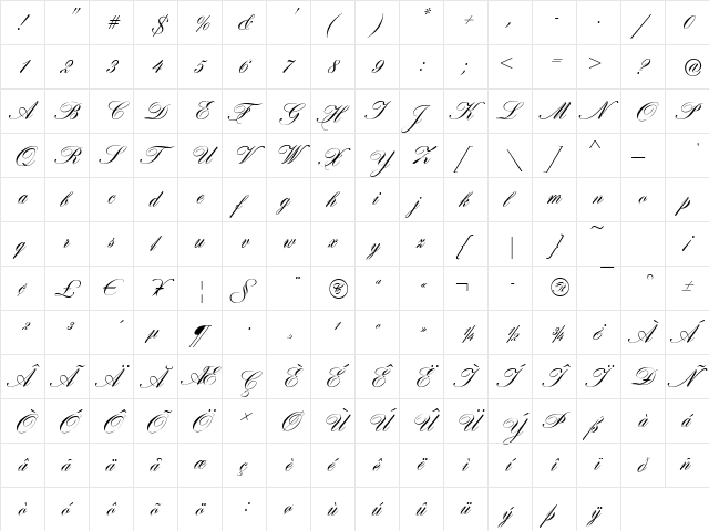 Hobson Regular  glyph index