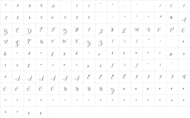 Mastura Regular  glyph index