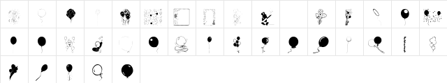 101! Partee BalloonZ Regular  glyph index