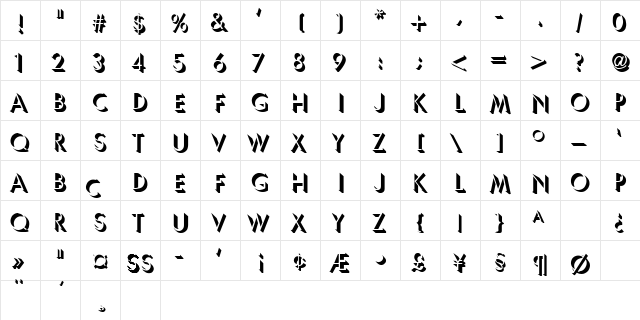 TASSOS Regular  glyph index