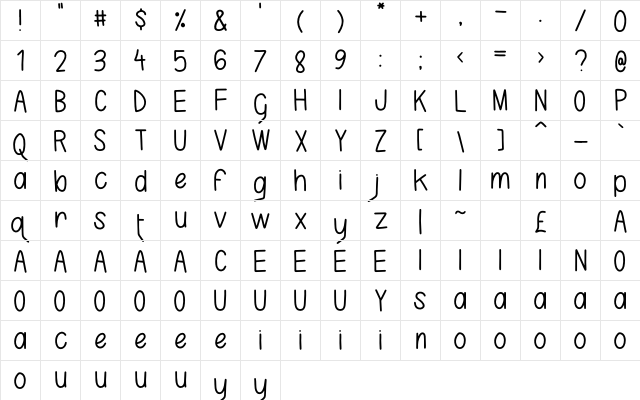 Karla Camilla Regular  glyph index